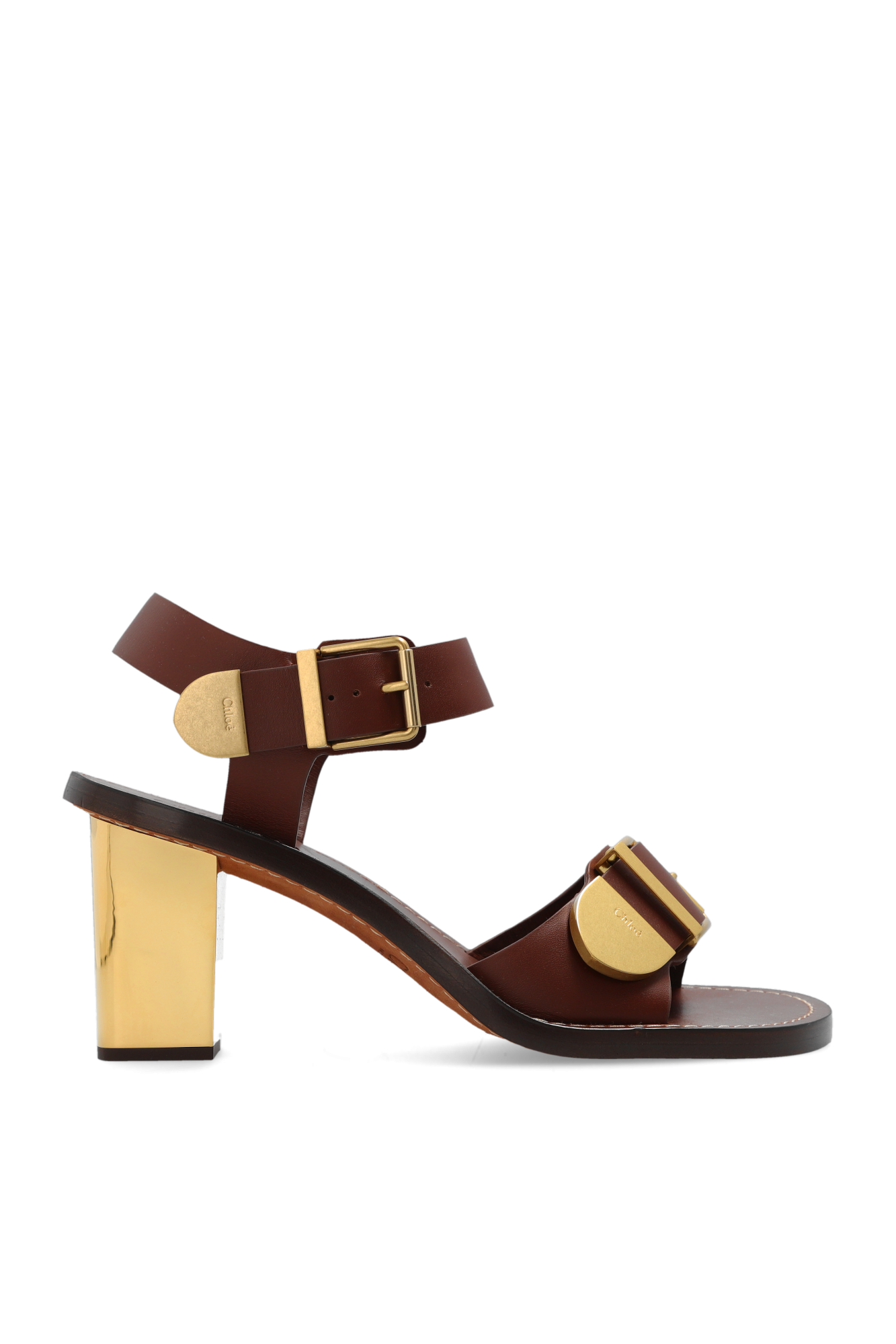 IetpShops Lesotho Brown Leather heeled sandals Chlo Burton W